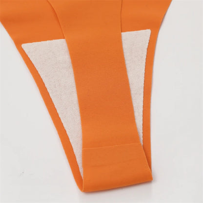 5Pcs Ice Silk Seamless Thongs Women's V-Waist Solid Color Panties Sexy Breathable Low Rise Underwear Invisible Bikini Lingerie.
