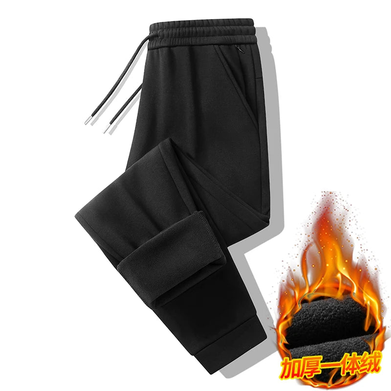 Men's Plus Size Pants Thickened Fleece Lined Thickened Autumn Winter Casual Trousers Loose Warm Outerwear Cold Proof Clothing