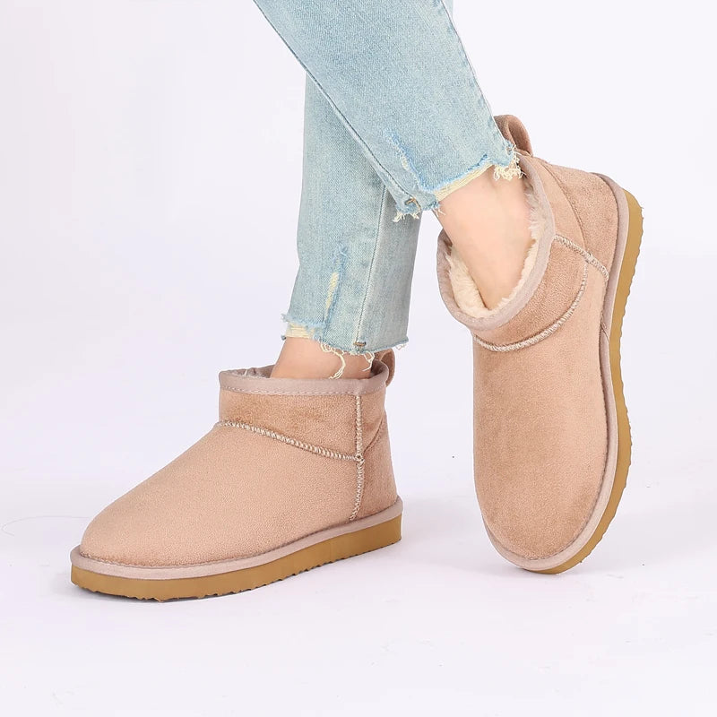 Eyriphy Size: 36-42 New Women's Snow Boots Winter Low-cut Thin Sole Thermal Shoes Gift Boots for Ladies Solid Color Cotton Shoes.