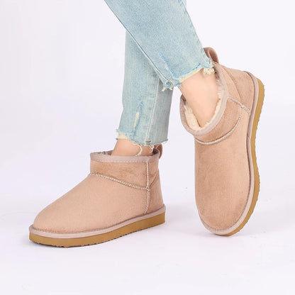 Eyriphy Size: 36-42 New Women's Snow Boots Winter Low-cut Thin Sole Thermal Shoes Gift Boots for Ladies Solid Color Cotton Shoes.