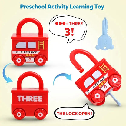 Educational Car Shaped Puzzle Matching Lock Toy with Key for Children - Intellectual Development Cognition Buckle Unlocking Game.