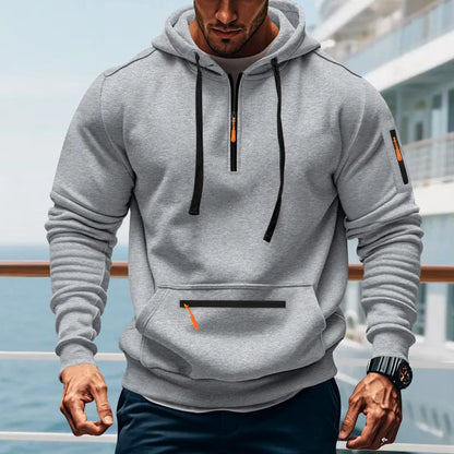 Men's Loose Fit Heavyweight American-Style Casual Sportswear Jacket fleece Lined Hooded Sweatshirt for Winter.