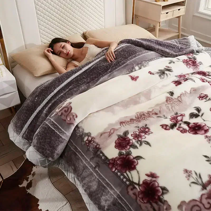 Double Layer Plush Blanket Winter Warm Comfortable Quilt Household Multiple Sizes Soft Comfortable Sheet 4 Season