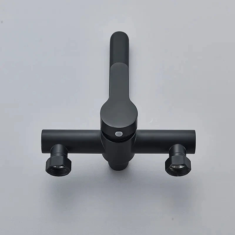 Kitchen Faucets Stainless Steel Wall Mounted Dual Hole Bathroom 360 Rotate Basin Faucet Cold Hot Water Mixer Taps With spray gun