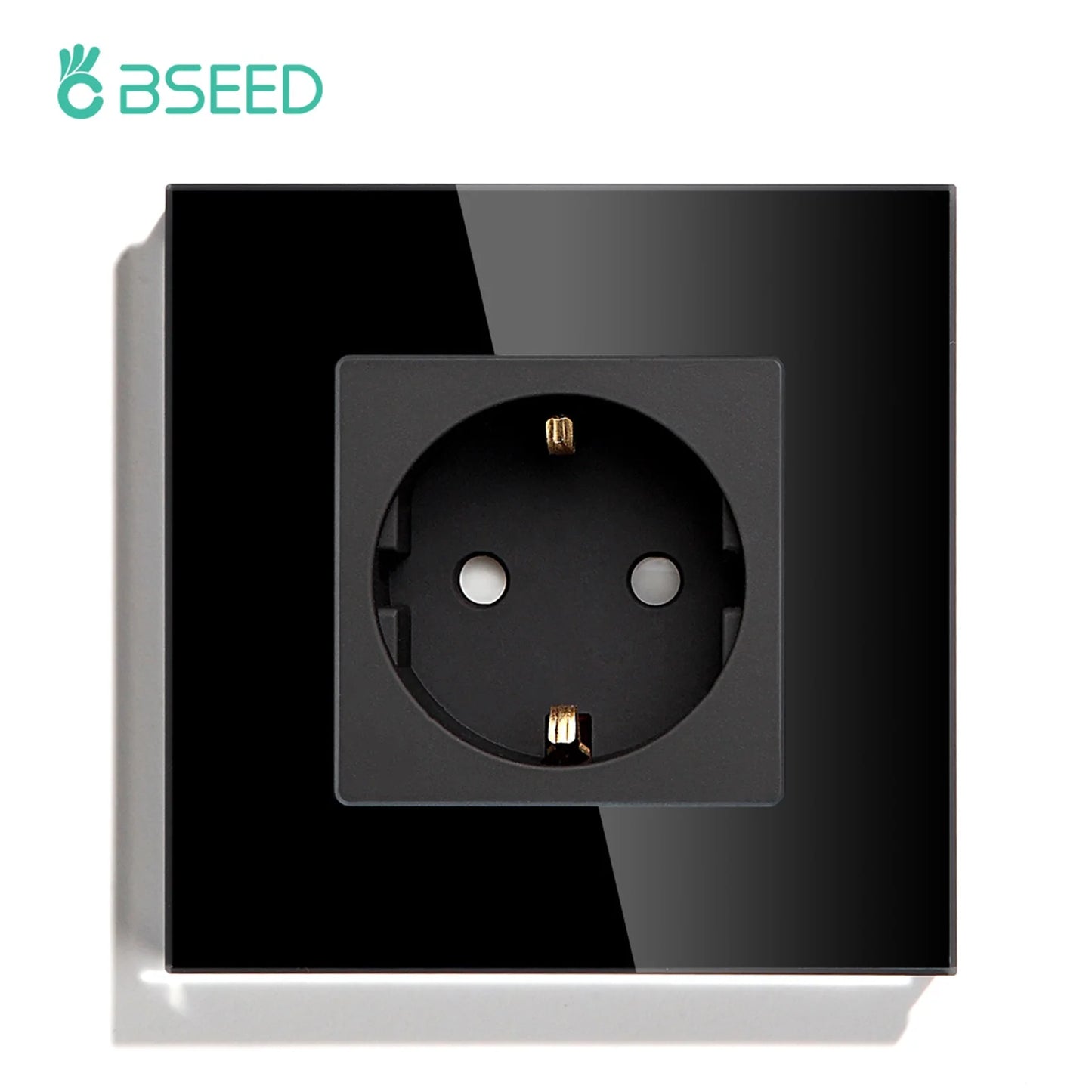 BSEED Einzel-EU-Glassteckdose mit USB-Wandsteckdosen, doppelte Steckdosen, dreifache Steckdosen, USB-Typ-C-Anschlüsse, Schwarz, 16 A