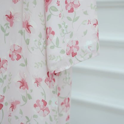 Muslim Abaya Set Luxury EID Islamic Kimono Muslim Women Dress Floral Printed Chiffon Modest Gorgeous Dubai Abaya Dress Suit