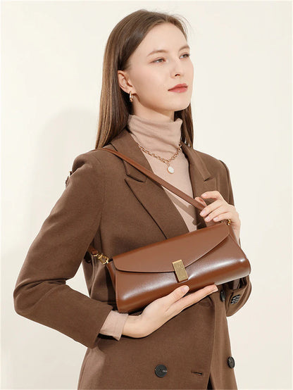 Hifashion Elegant Genuine Leather Underarm Shoulder Bags For Women 2025 Luxury Designer Crossbody Purses Square Ladies Handbags