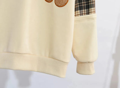 3-14 Years Teenager Girls Outfits Cute Bear Sweatshirt + Plaid Skirt 2Pcs Suit For Girls Birthday Present Children Clothing Sets.