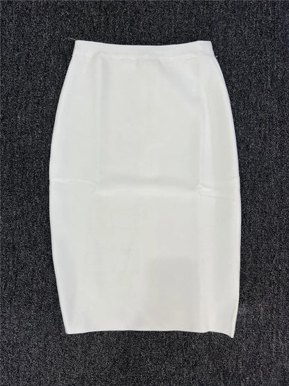 60CM Knee Length Summer Bandage Skirts For Women Candy Color Bodycon Pencil Skirt Ladies Elegant Office Business Formal XL XXL