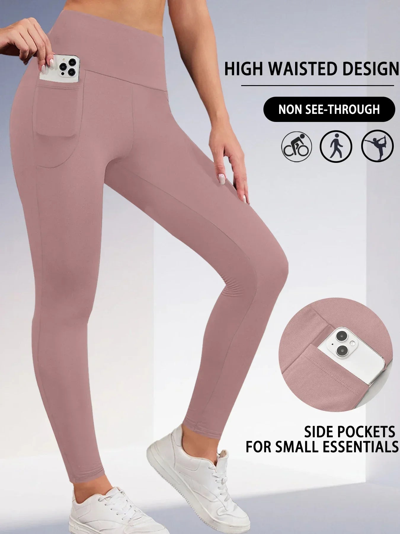 Super Soft Sports Leggings With Pockets For Women High Waisted Workout Yoga Running Push Up Gym Fitness Tight Pants Women's.