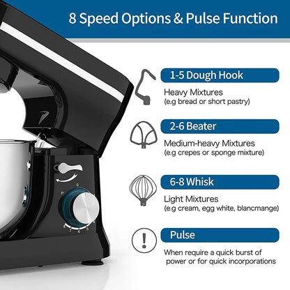 Powerful Stand Mixer Electric Blender Desktop Egg Whisk 1000w 8+P Speed Food Processor Multifunctional Kitchen Mixer with Bowl.