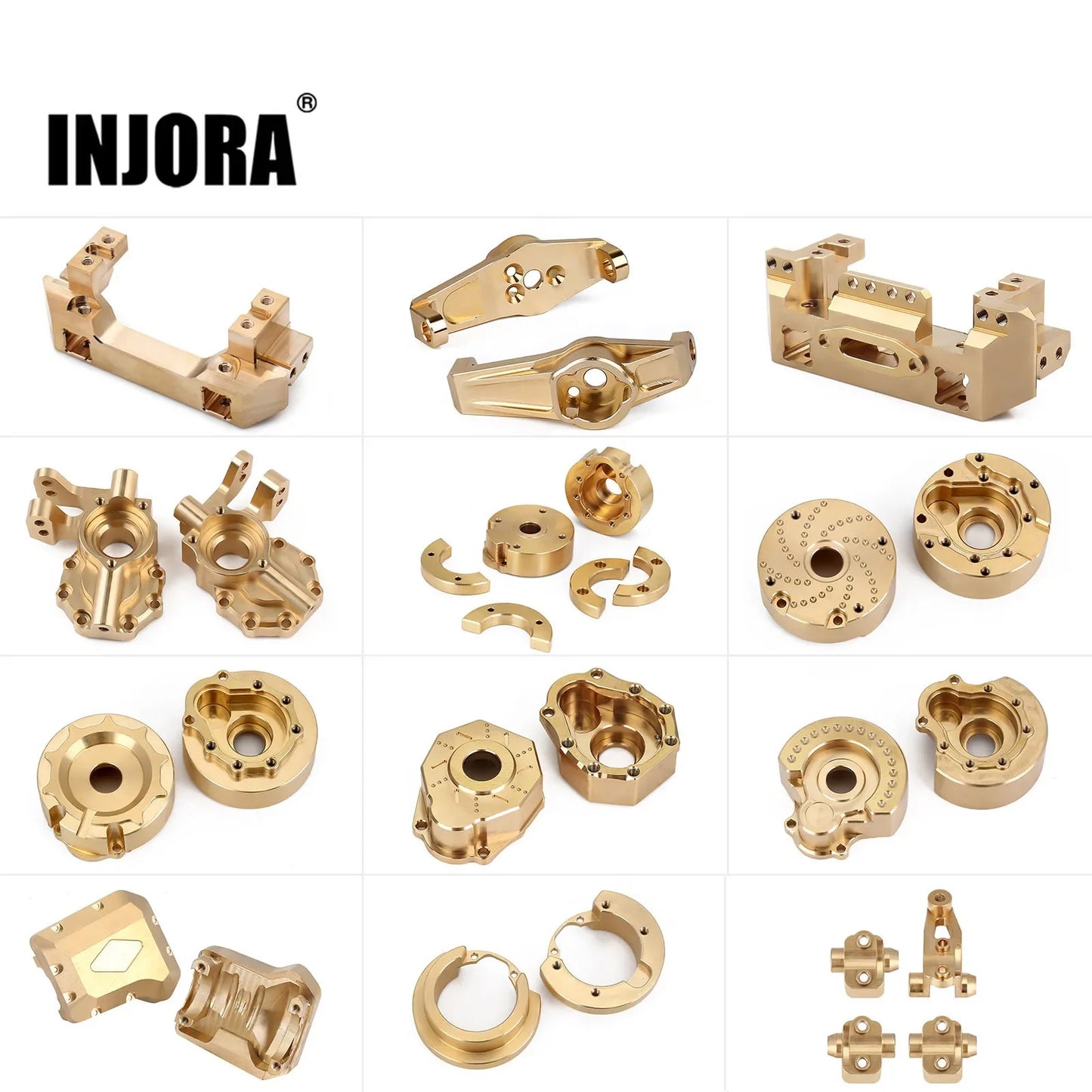 INJORA Heavy Brass Counterweight Portal Drive Housing Bumper Holder Axle Mount for RC Crawler TRX4 TRX-4 TRX6 Upgrade Parts.