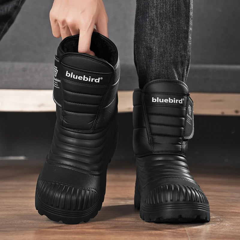 Men's Snow Boots Outdoor Comfortable Fleece-lined Warm Men's Outdoor Hiking Men's Shoes for Men Boots With Short Plush Men Boots.