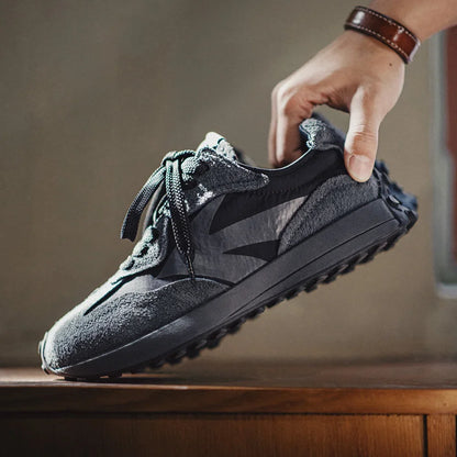 Maden Frühling Vintage Dickbesohlte Patchwork Schwarze Sneakers Lässige atmungsaktive Joggingschuhe Low-Top-Schnürschuhe Sportliche Sommerschuhe