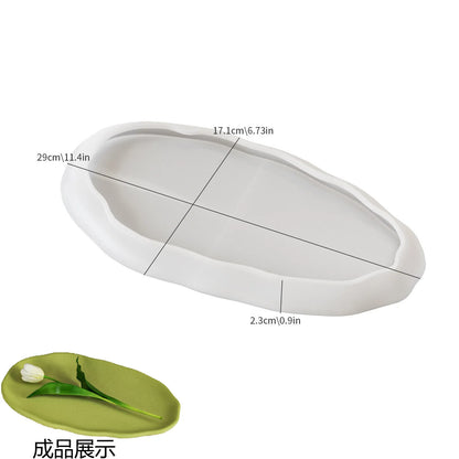 Round Tray Gypsum Silicone Molds Diy Handmade Plaster Cement Concrete Oval Storage Plate Mould Home Decoration.