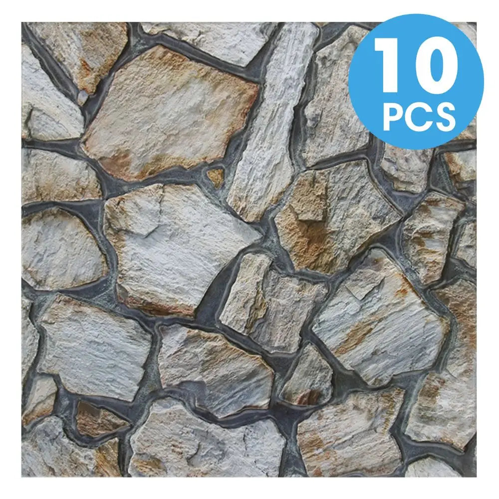 10/20Pcs, PVC 3D Faux Stone Wall Panels, Decorative Wall Decoration, Self-adhesive Panels, Easy to Install, 30cm x 30cm
