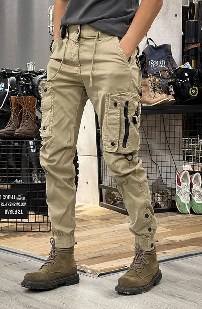 American Style Men's Workwear Pants Straight Leg Outdoor Tactical Casual Trousers Spring Autumn Cross-Border Loose Fit Long Pant.