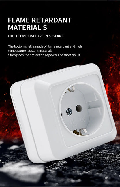 WESA Weiße Wandsteckdose, EU-Standard, Steckdose, Boden, Vintage-Oberfläche, Steckdose, Stecker, flammhemmender Kunststoff.