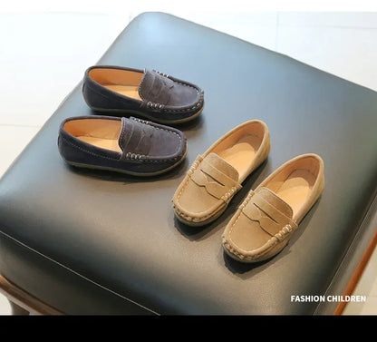 Boy Leather Shoe Fashion Solid Color Versatile Kids School Causal Single Shoes Breathable Non-slip Children Slip-on Flat Loafers.