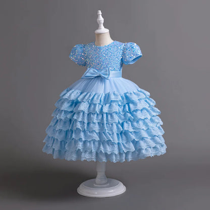 2023 Neue elegante Kleider für Mädchen, glänzendes Halloween-Performance-Kostüm, Geburtstagsparty-Kleid für 3–10 Jahre alte Mädchen.