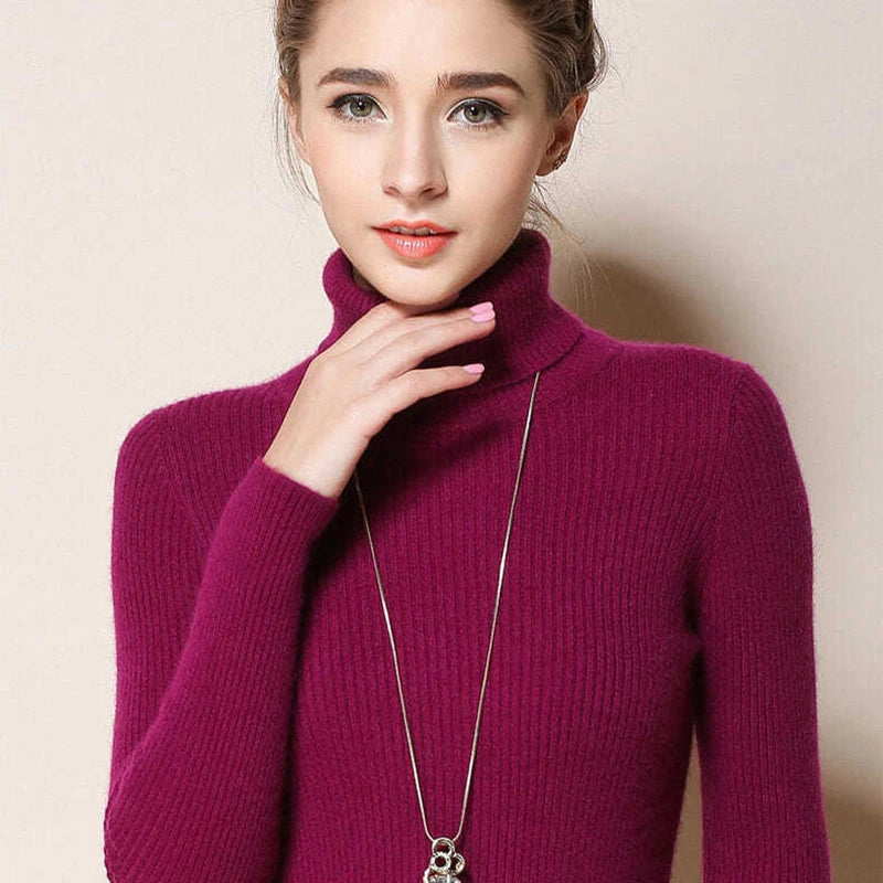 JMPRS Rollkragenpullover Frauen Mode Einfache Winter Pullover Jumper Hohe Elastische Gestrickte Herbst Weibliche Grundlegende Tops Casual Bluse