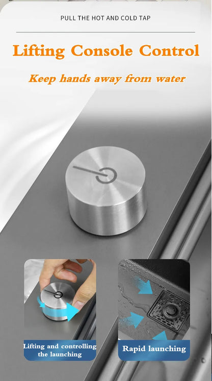 Wasserfall-Küchenspüle aus Edelstahl 304, Zughahn, Einzelschlitz, Hochdruckbecher, Waschmaschine, Café, Weinbar, Waschbecken