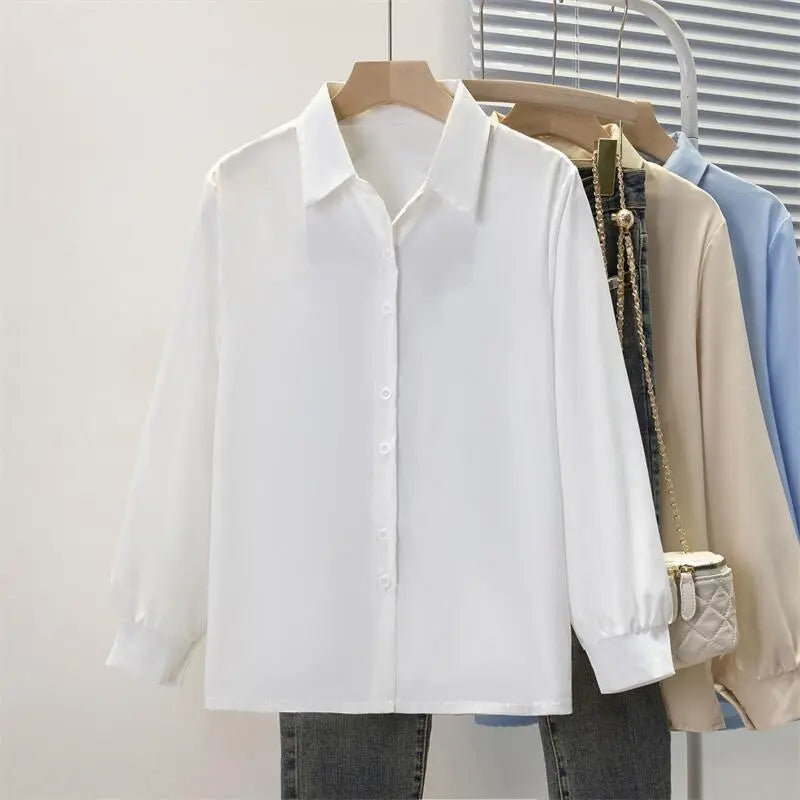 Spring Autumn Casual Chiffon Shirt Women Shirts Fashion Female Long Sleeve Loose Solid Blouse Tops Office Lady Shirts.