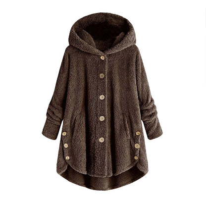 Herbst Wintermantel Frauen warme Teddybär Mantel Woll jacke weibliche Plüsch mantel Kapuzen jacke neue Damen mäntel einfarbige Jacke