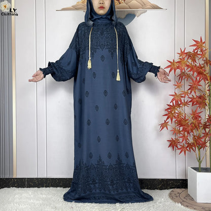 2025Hot Sales New Ramadan Muslim Double Hat Women Abaya Prayer Garment Islam Turkey Arabic Femme Abaya Prayer Kaftan Loose Robes