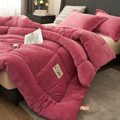 New Milk Velvet Soybean Comforter Grey Winter Keep Warm Duvet Solid Quilt Soft Fleece Thickened Blanket Drop Shippping Full.