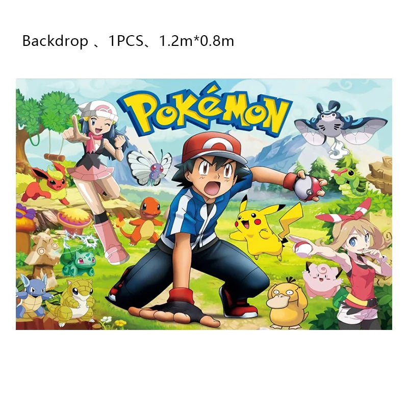 Pokemon Geburtstag Party Dekoration Neue Ligntning Pikachu Ballon Kid Event Liefert Einweg Geschirr Banner Hintergrund Platte