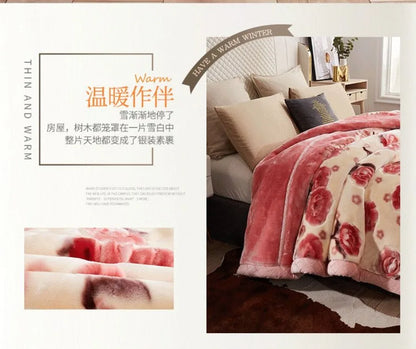 Double Layer Plush Blanket Winter Warm Comfortable Quilt Household Multiple Sizes Soft Comfortable Sheet 4 Season.