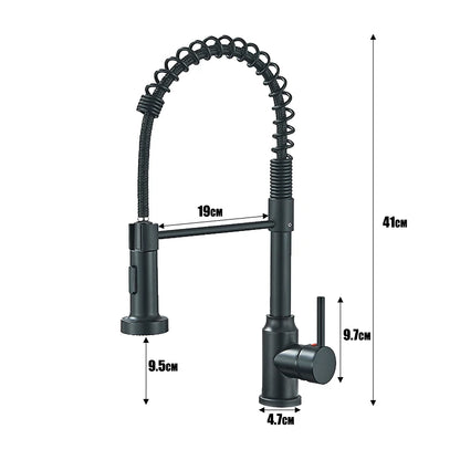 Spring Pull Down Kitchen Faucets Stream Spray Head Hot Cold Water Tap Stainless steel Rotation Kitchen Mixer Tap Crane