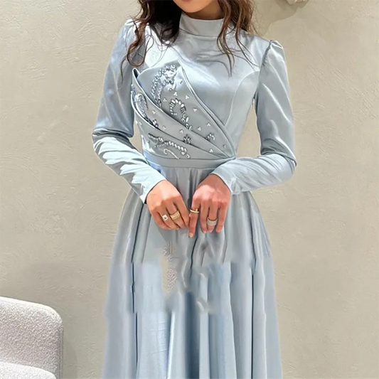Elegante, hohe Satin-Faltenperlen, gerade, formelle Abendkleider, Geburtstagsfeier, Ballkleider, individuell gestaltet