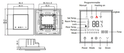 BSEED Zigbee Electric Floor Heating Thermostat LED Sensor Water Gas Boiler Smart Temperature Controller Without Frame Tuya Alexa.