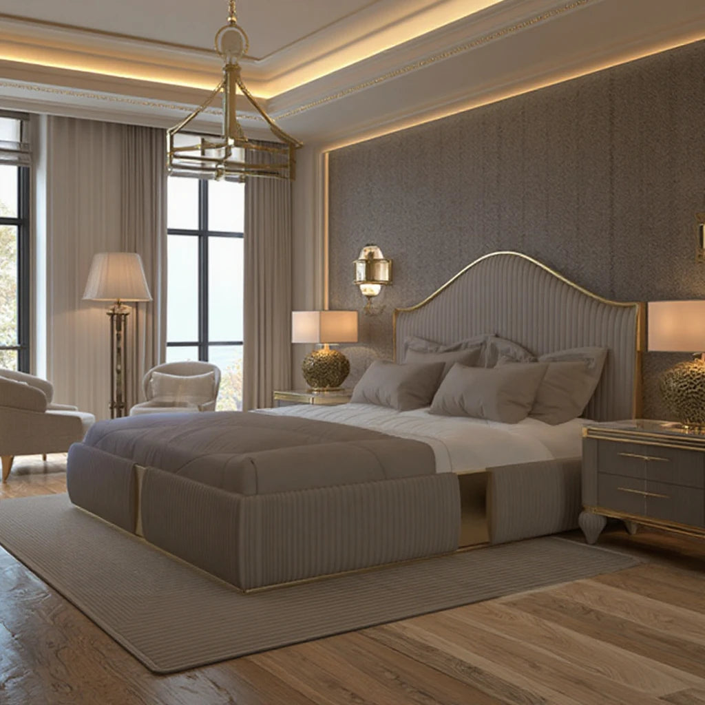 Großhandel Hotel Schlafzimmer Möbel Set Stoff Leder Fall Bett Holz King Doppel Lagerung Luxus Custom Kiefer Modern