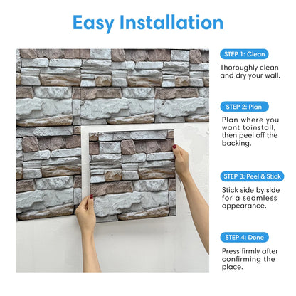 10/20Pcs 3D Faux Stone Wall Panels, Self-adhesive Panels, Kitchen Backsplash, Farmhouse Wall Decor, 30cm x 30cm