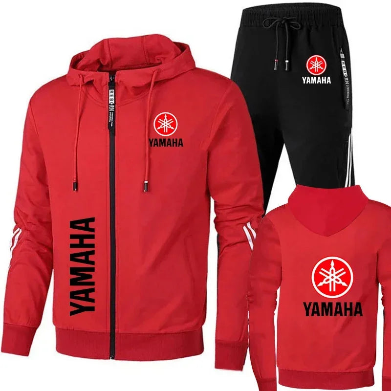 Yamaha Motorcycle Racing Tracksuit Men's Clothing Yamaha Logo Print Zip Sweatshirt&Pant Men Sets Bike Jacket Men Sportswear Suit.