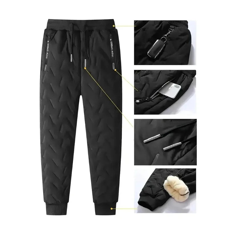 UETEEY Winter Thermal Fleece Pants Men Plush Lambswool Thicken Warm Waterproof Trousers Man Casual Windproof Joggers Sweatpants.