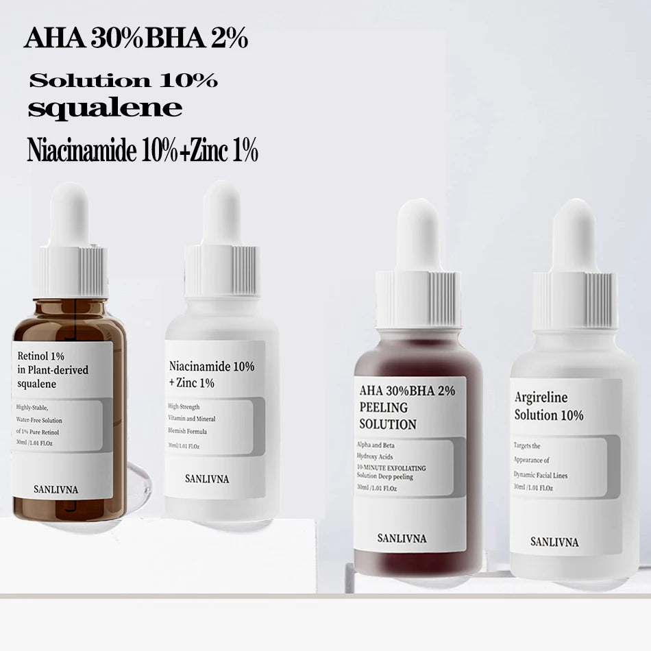 AHA 30%+BHA 2% Exfoliating Face Salicylic Acid Serum 10% Niacinamide + 1% Zinc, 10% Hexapeptide Serum Moisturizing Face Skincare.