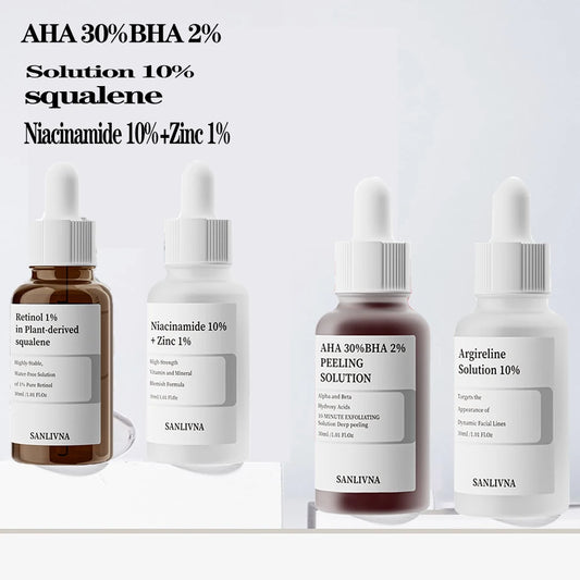 AHA 30%+BHA 2% Exfoliating Face Salicylic Acid Serum 10% Niacinamide + 1% Zinc, 10% Hexapeptide Serum Moisturizing Face Skincare.