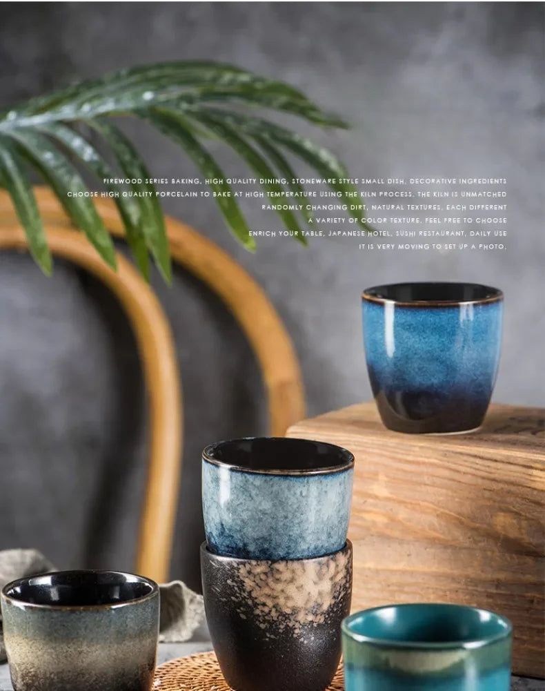 Japanese Ceramic TeaCup Stoneware Mug Soup Cup for Tea Ceremony Minimalist Style Hotel Home Decoration Heat-resistant Thickened.