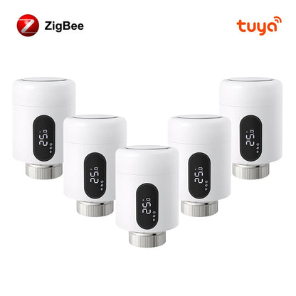 AVATTO 1~6PCS Tuya ZigBee TRV Thermostatic Valve,Smart Thermostat Radiator Actuator With Ambient Light,Alexa Google Home Alice