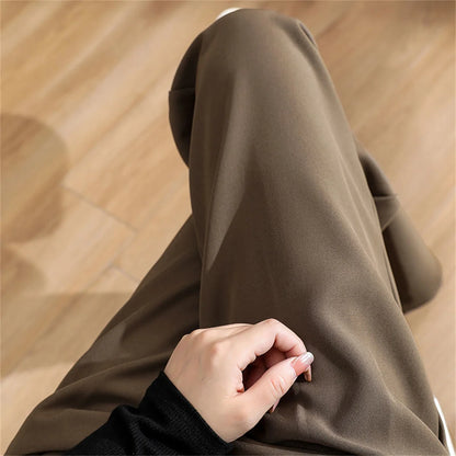 Fashion High Waist Wide Leg Pants Women Spring Fall Baggy Black Trouser Office Ladies Full Length Straight Suit Pant Outwear New.