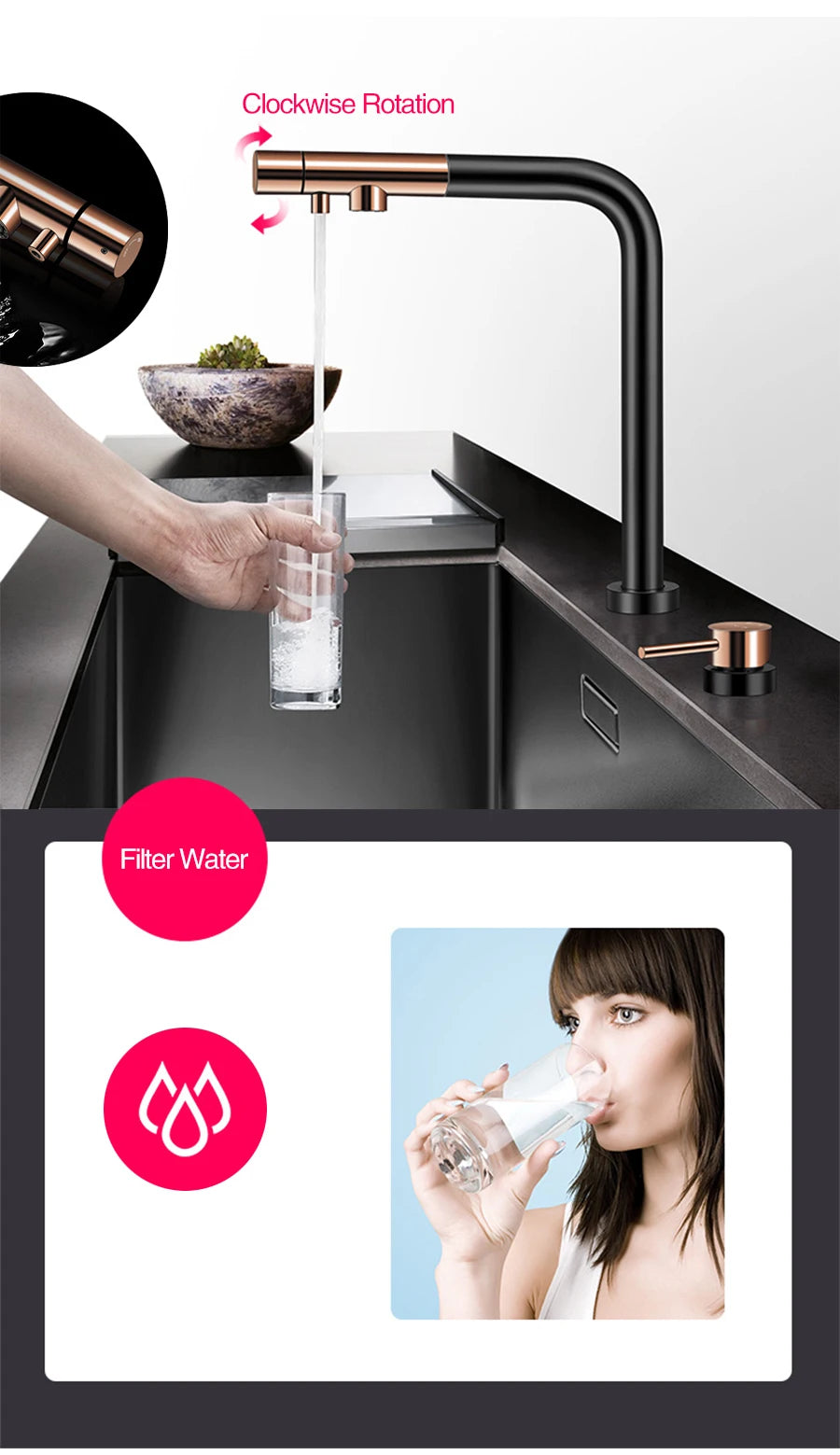 ASRAS Nanometer Hidden Flip Cover kitchen Island Sink 4mm Thickness Handmade Cup Rinser And Trash Can Kitchen Sinks