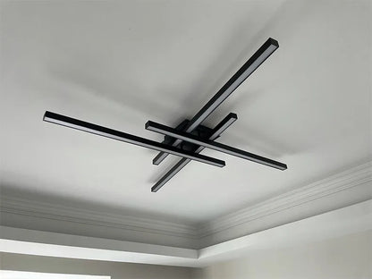 Schwarz Kronleuchter quadratische Schlafzimmer Lampen Wohnzimmer Lampe LED Deckenleuchte Nordic minimalistische kreative LED Deckenleuchte Streifen Lichter.