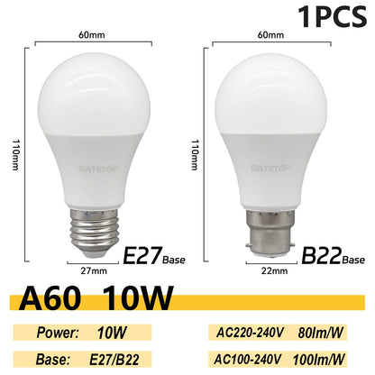 1/10PCS Energiesparlampe E27 B22 Lampen A60 A80 AC220V 230V 110V LED-Licht 20W 18W 24W für Home Derection Wohnzimmerbeleuchtung