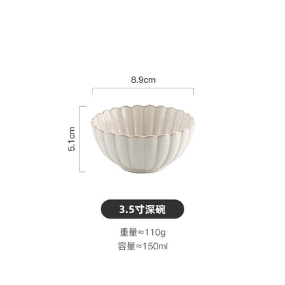 Nordic Household White Bowls Dinner Plates Ceramic White Glaze Tableware Set Western Steak Dish Salad Bowl Vegetable Fish Plate