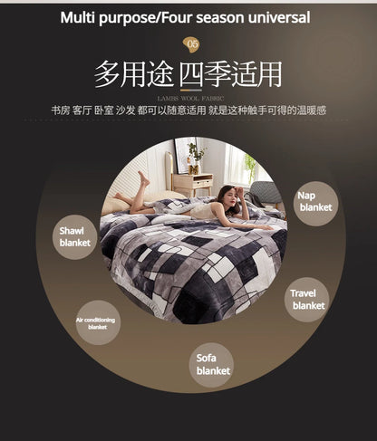 Double-layer Thick Plush Blanket Warm Skin Friendly in Winter Quilt Multiple Non Shedding Prints High Quality Bedding Article.