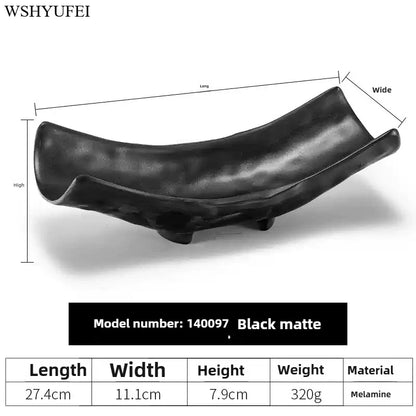 Black Melamine Plate Plastic Barbecue Dish Commercial Cutlery Kitchen Dinner Plates Not Easily Broken Tableware Accessories.